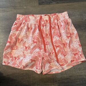 Women's The Black Dog Tropics Print Tech Shorts Medium Peach
